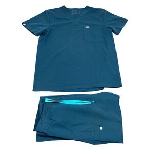 Figs Caribbean Blue Leon Pants L Axim Top M/S Scrub Set